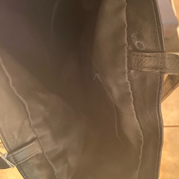 Black and Brown Genuine Leather Shoulder Tote - Picture 10 of 12